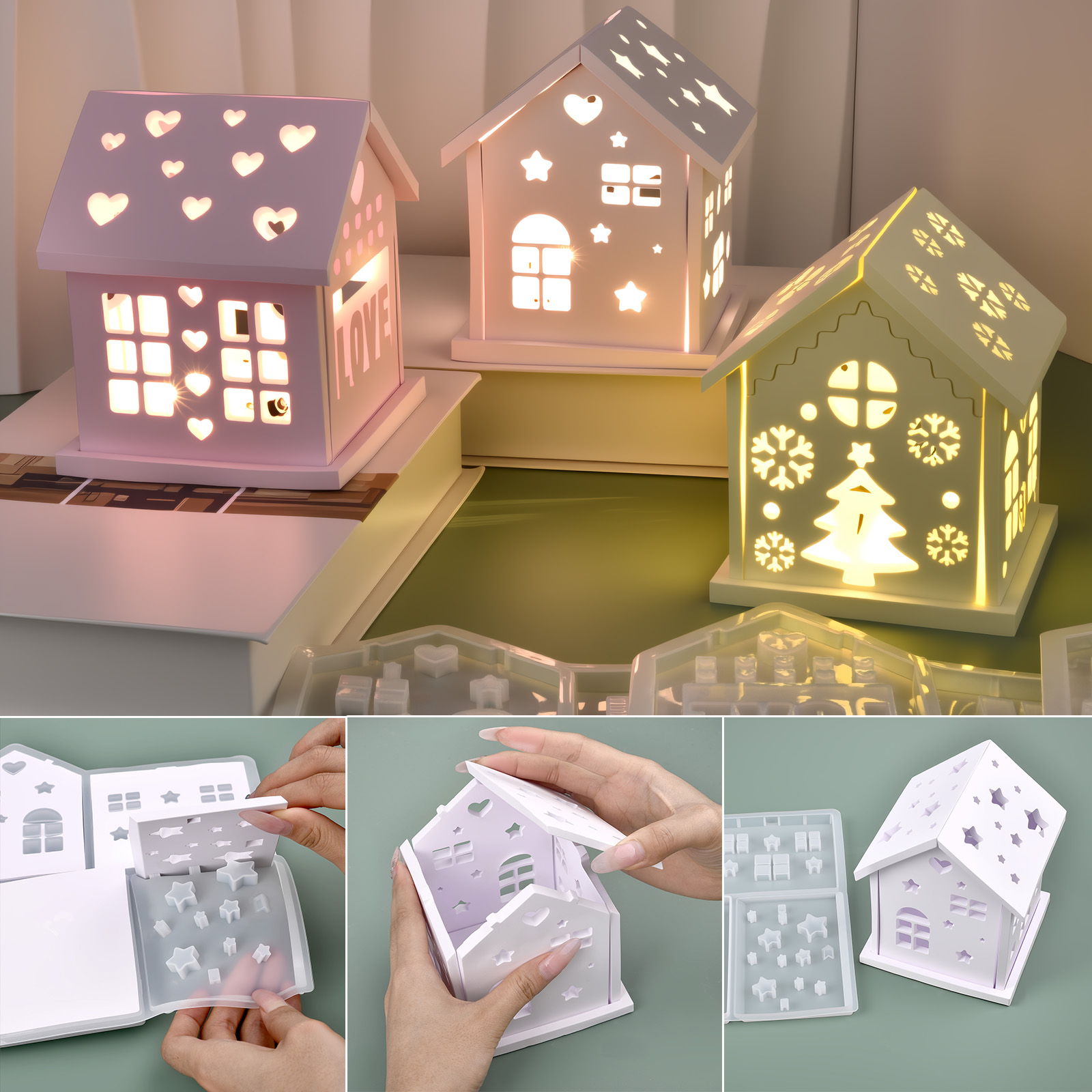 3D House Silicone Mold DIY Chr - Candle Making Factory ulasan dan harga